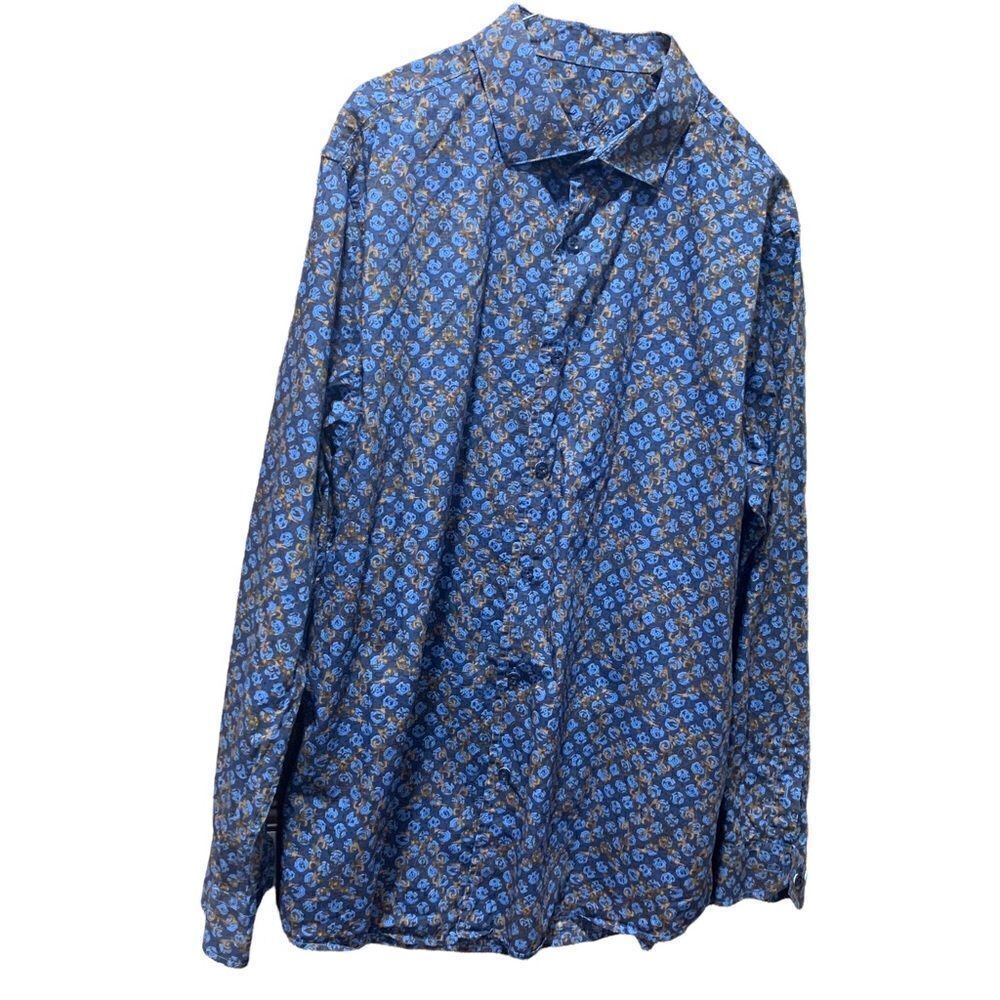 ‎Tasso Elba Geometric Pattern Button Down Long Sleeve Shirt